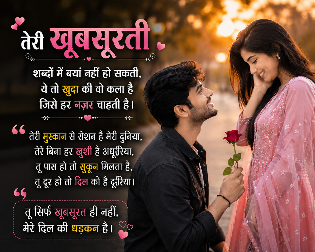 दिल छू लेने वाली 35+ खूबसूरत लड़की के लिए शायरी हिंदी | Khubsurat Ladki Ke Liye Shayari 2026 3 ek khubsurat ladki ke liye shayari