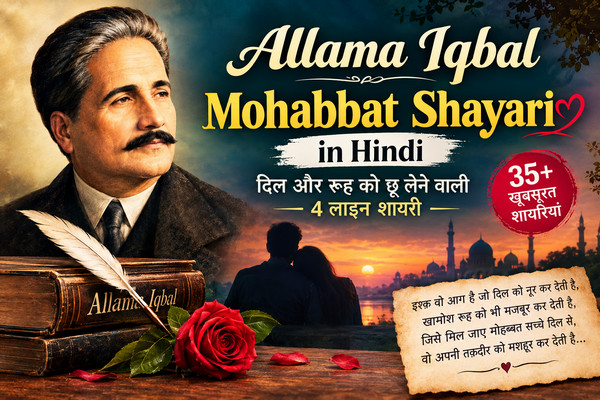 Allama Iqbal Mohabbat Shayari in Hindi ❤️: दिल छू लेने वाली 4 लाइन शायरी जो इश्क़ का एहसास जगा दे