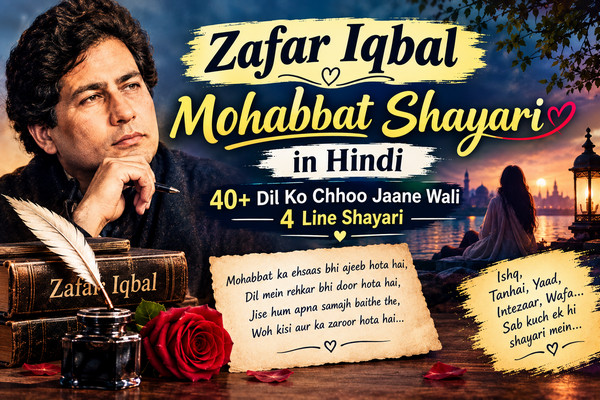 Zafar Iqbal Mohabbat Shayari in Hindi 4 Line Shayari